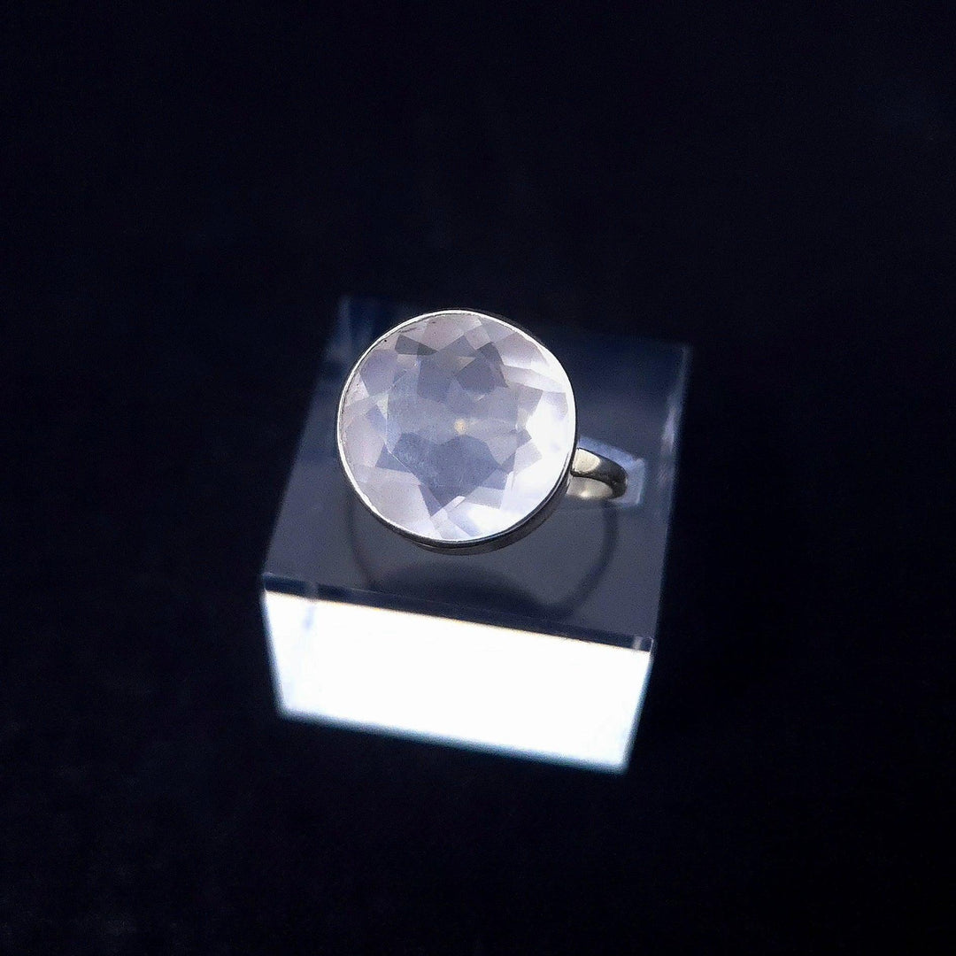 925 Rose Quartz Silver Ring-L Faceted - The Harmony Store Crystal Shop Miami