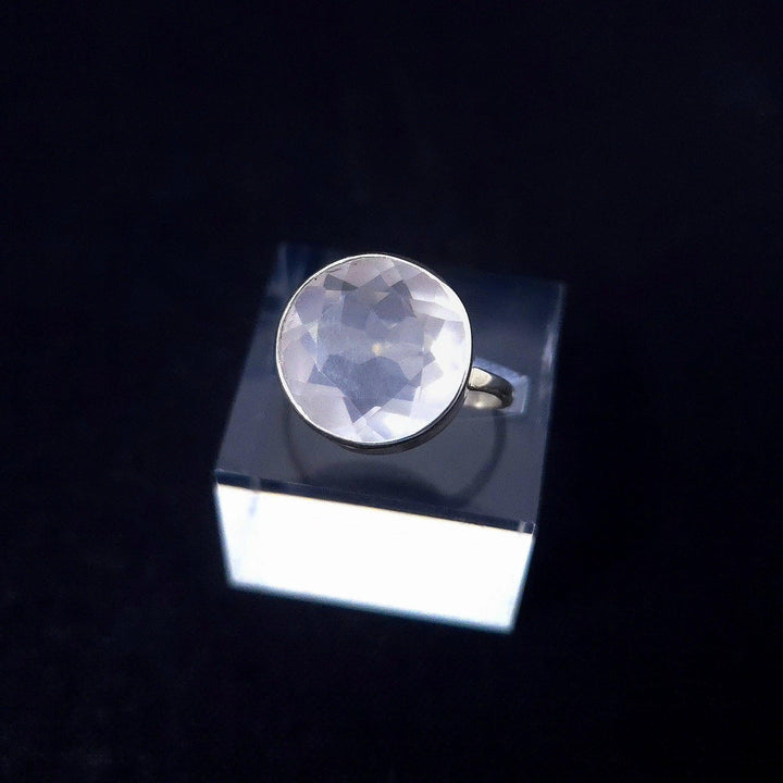 925 Rose Quartz Silver Ring-L Faceted - The Harmony Store Crystal Shop Miami