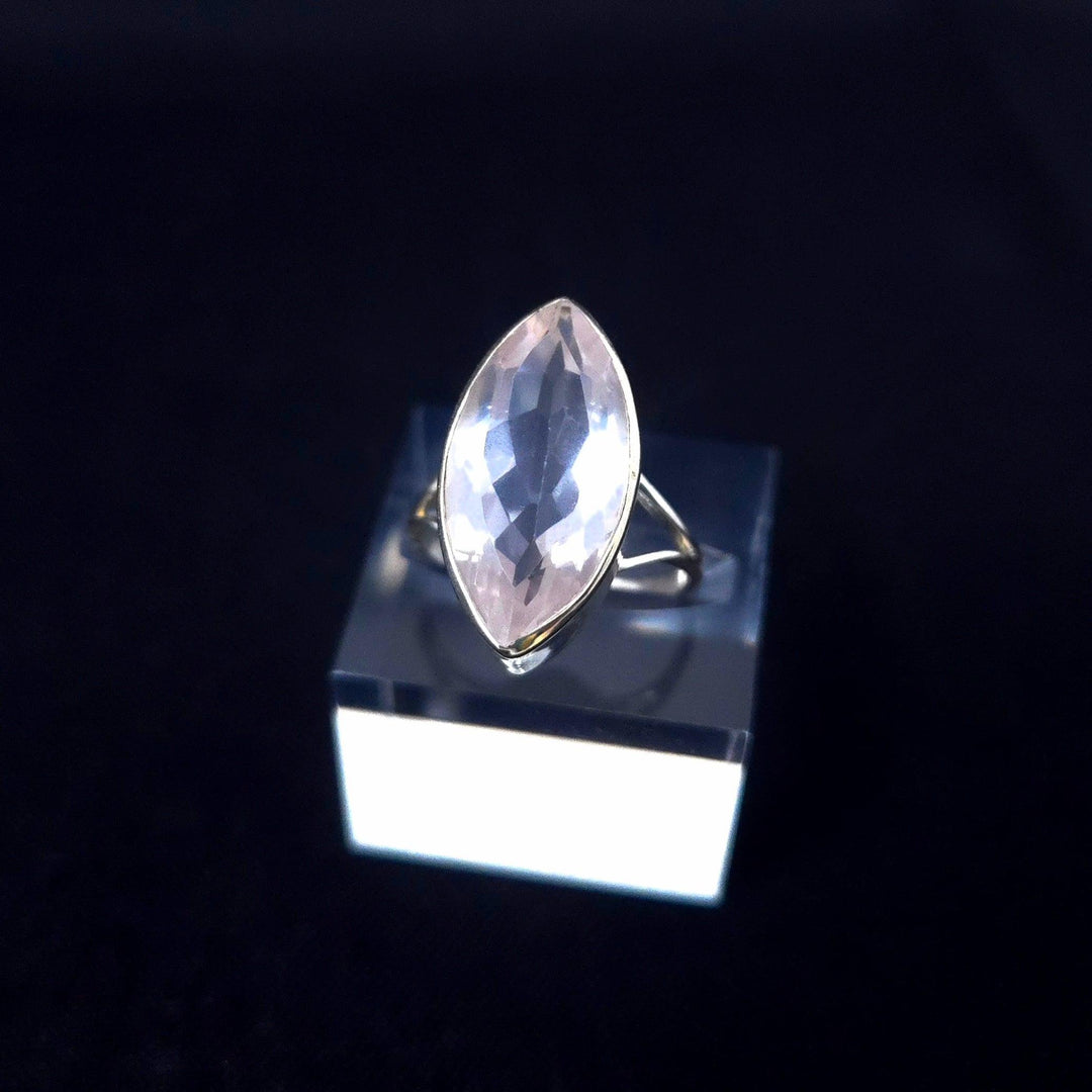 925 Rose Quartz Silver Ring-L Faceted - The Harmony Store Crystal Shop Miami