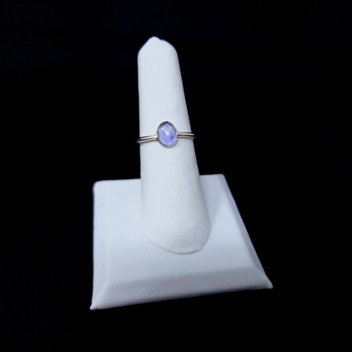 925 Tanzanite Silver Ring-Flat Faceted