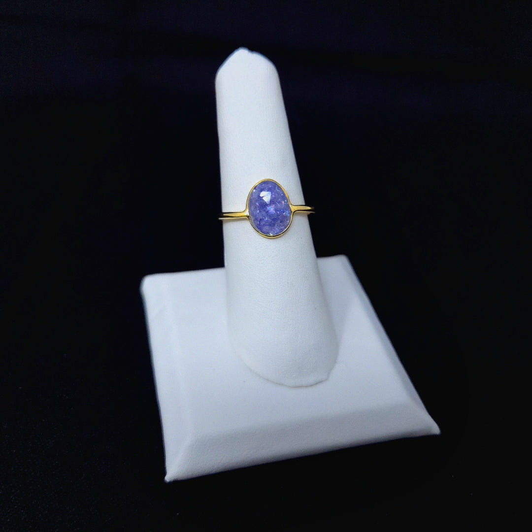 925 Tanzanite Silver Ring-Gold Flat F