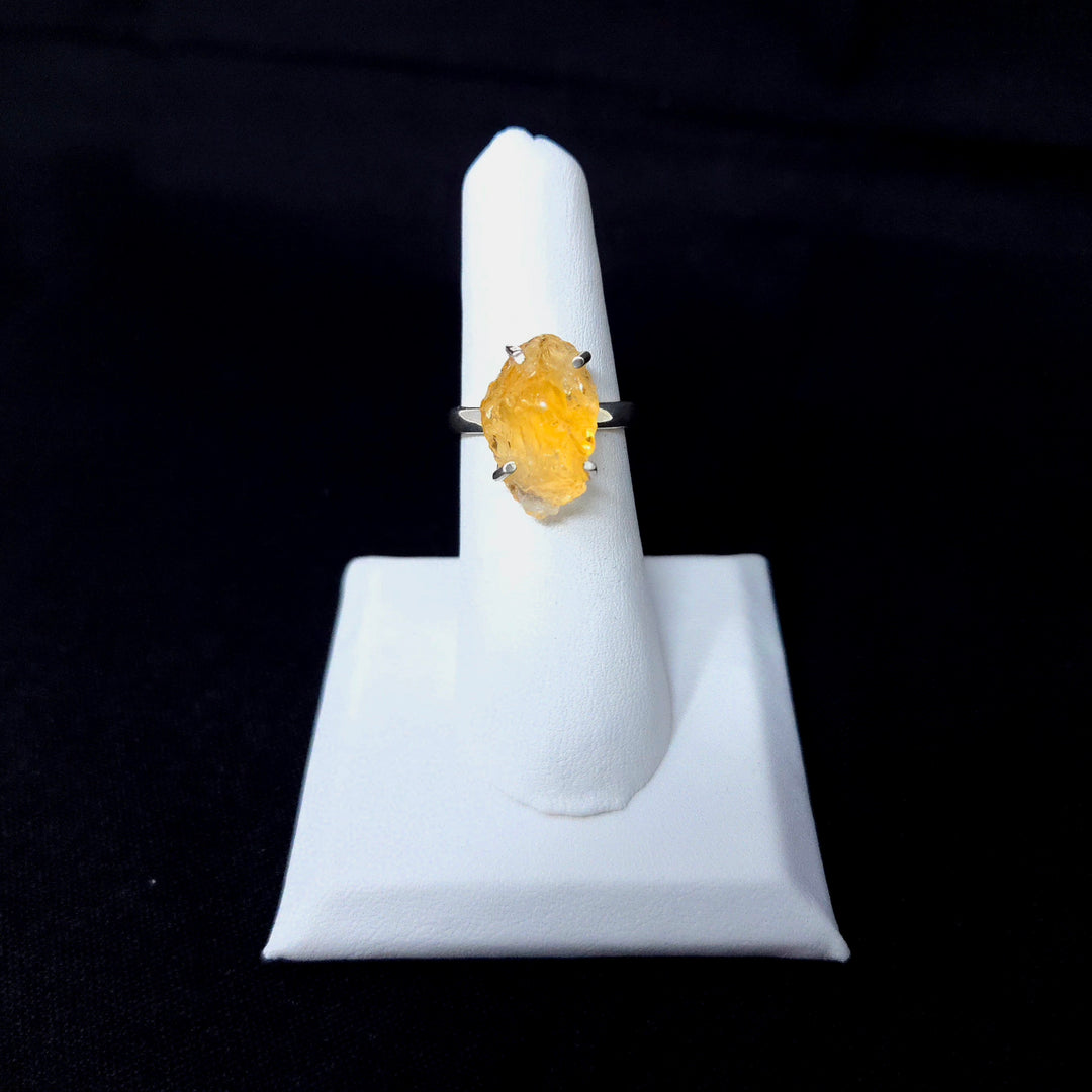 Citrine Silver 925 Ring Rough M