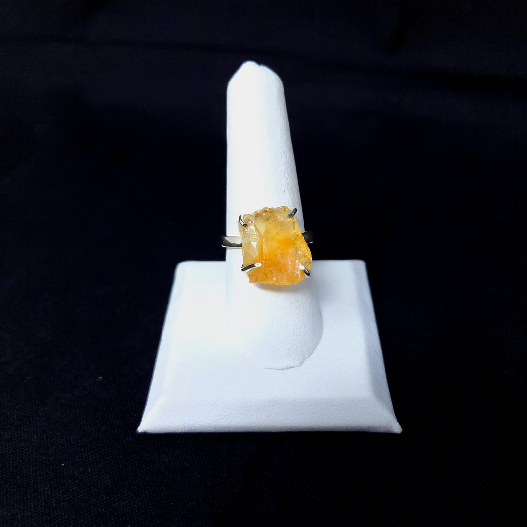 Citrine Silver 925 Ring Rough M