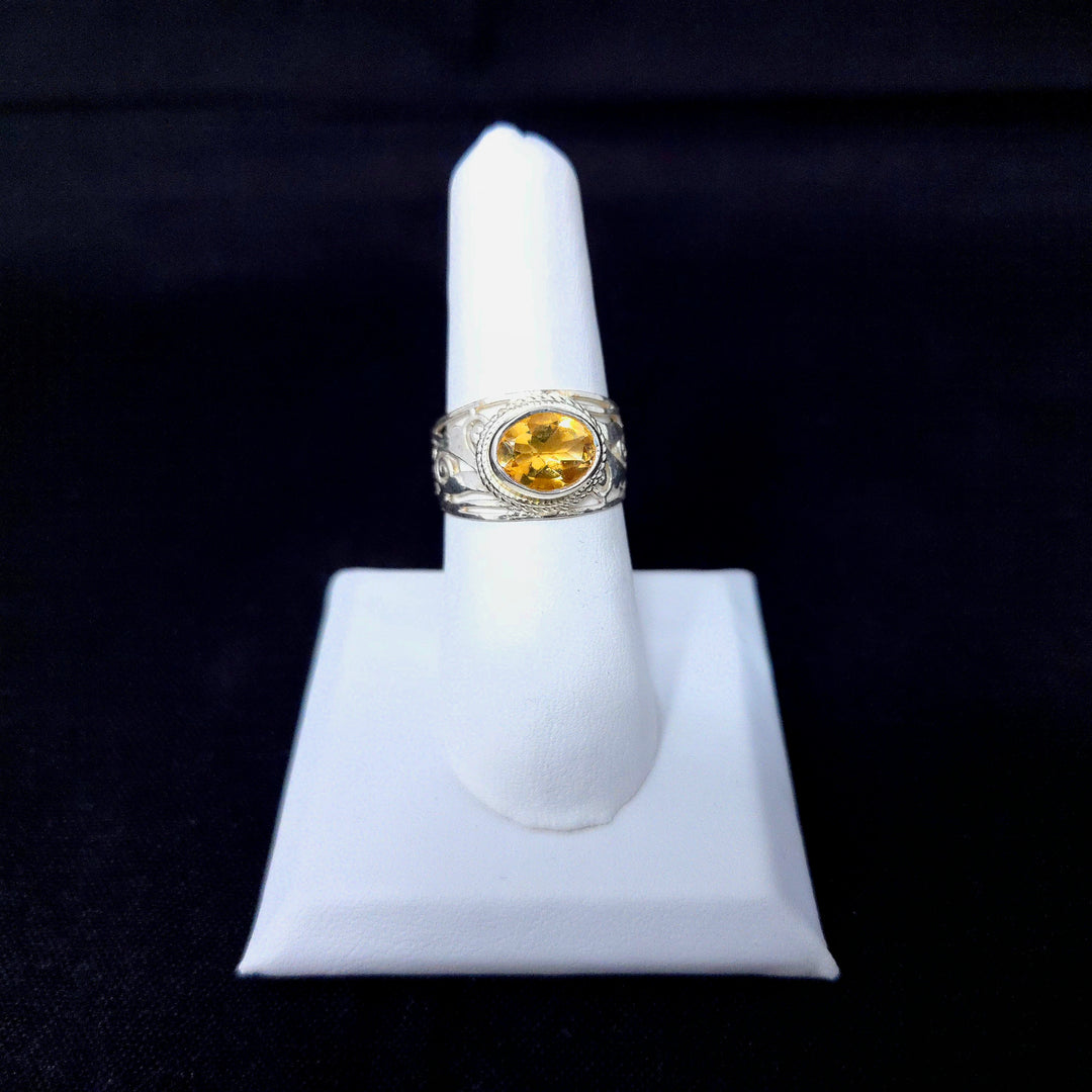 Sterling Silver Ring-Citrine Jali