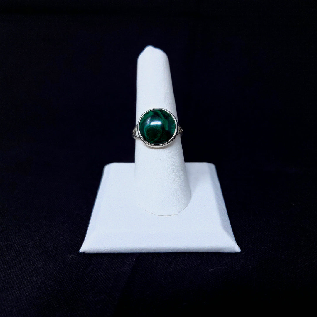 925 Malachite Sterling Silver Ring Smooth