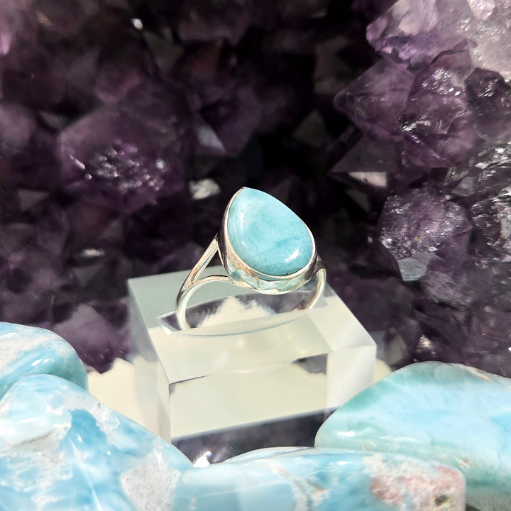 925 Larimar Silver Ring-Smooth Large