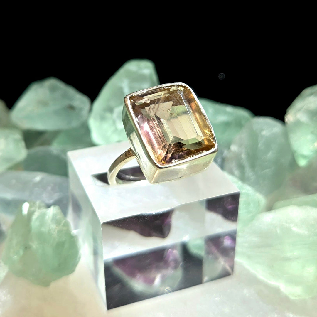 925 Ametrine Silver Ring Faceted L