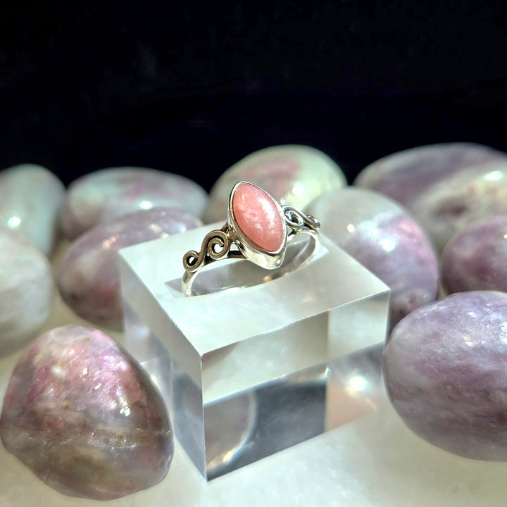 925 Rhodochrosite Silver Ring-Smooth