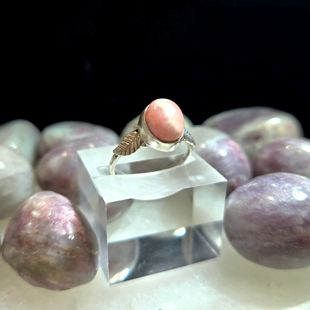 925 Rhodochrosite Silver Ring-Smooth