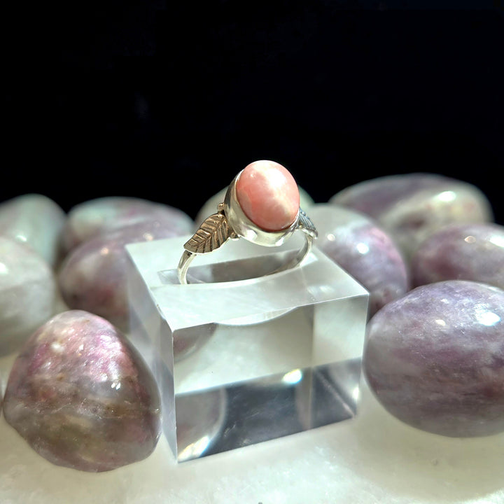 925 Rhodochrosite Silver Ring-Smooth