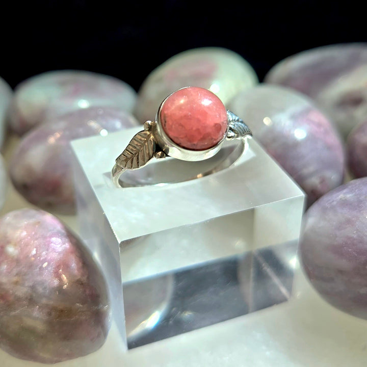 925 Rhodochrosite Silver Ring-Smooth