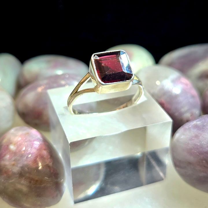 925 Ruby Sterling Silver Ring-Faceted