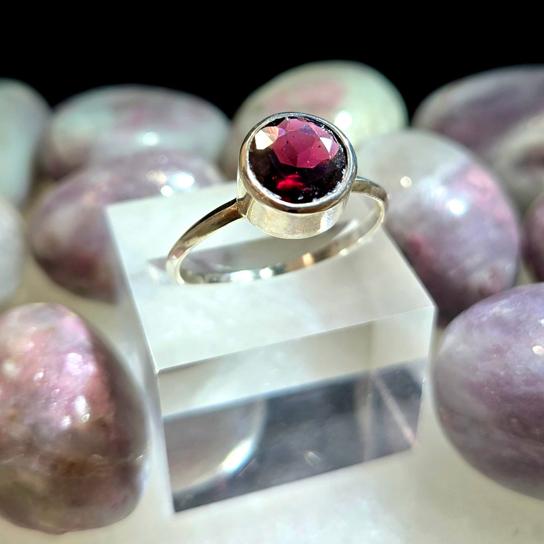 925 Ruby Sterling Silver Ring-Faceted