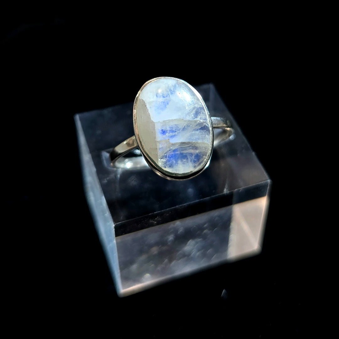 925 Moonstone Silver Ring-Smooth M