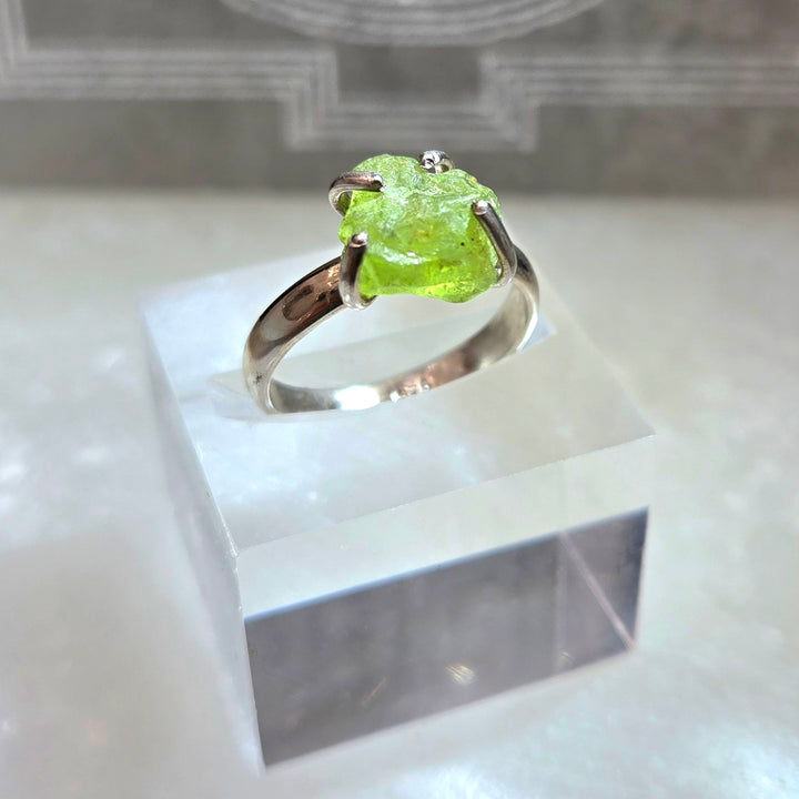 925 Peridot Silver Ring-Rough