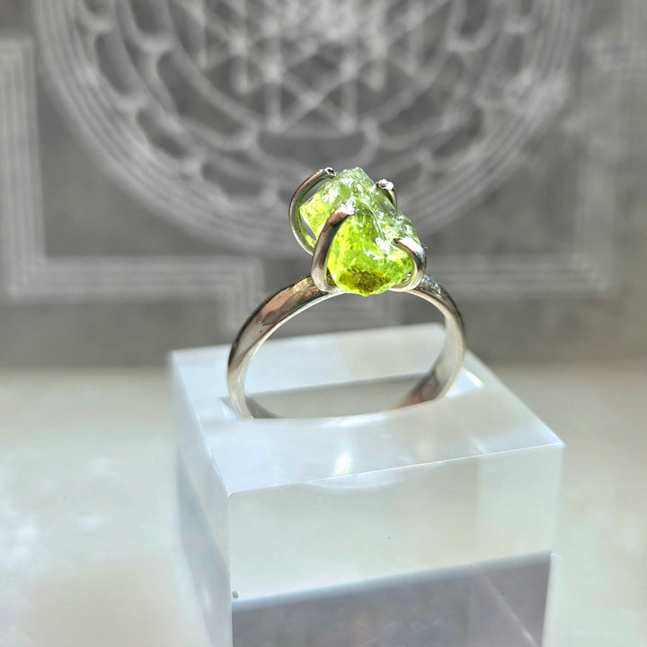 925 Peridot Silver Ring-Rough