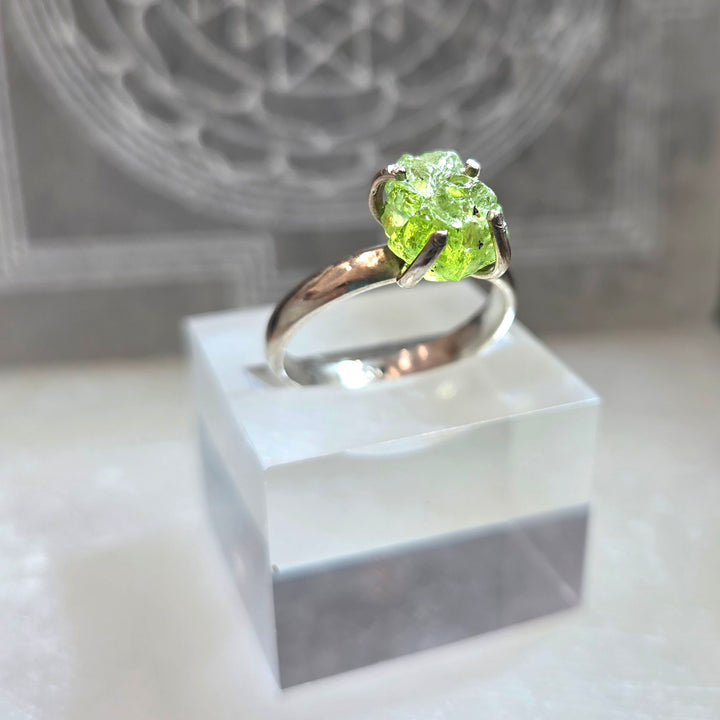 925 Peridot Silver Ring-Rough