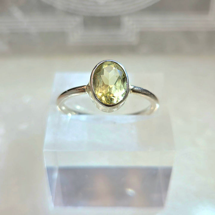 925 Green Amethyst Silver Ring-Faceted