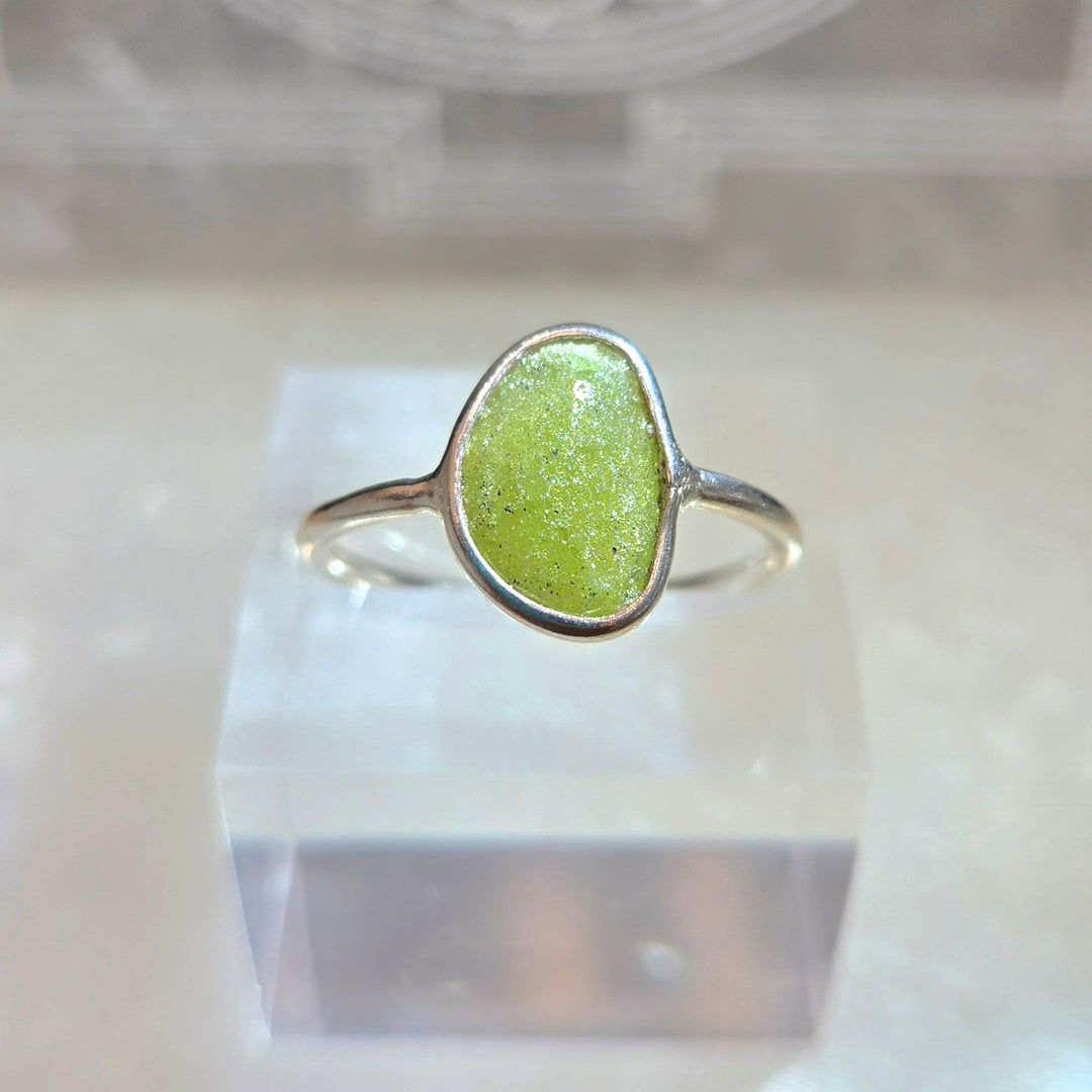 925 Vesuvianite Silver Ring-Faceted Flat