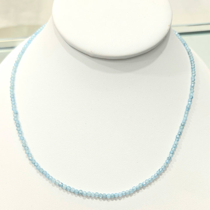 Aquamarine 925 Sterling Silver Faceted Necklace