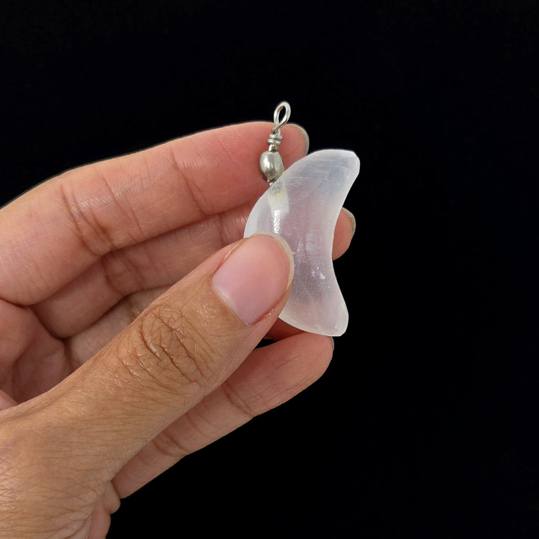 Selenite Moon Pendant