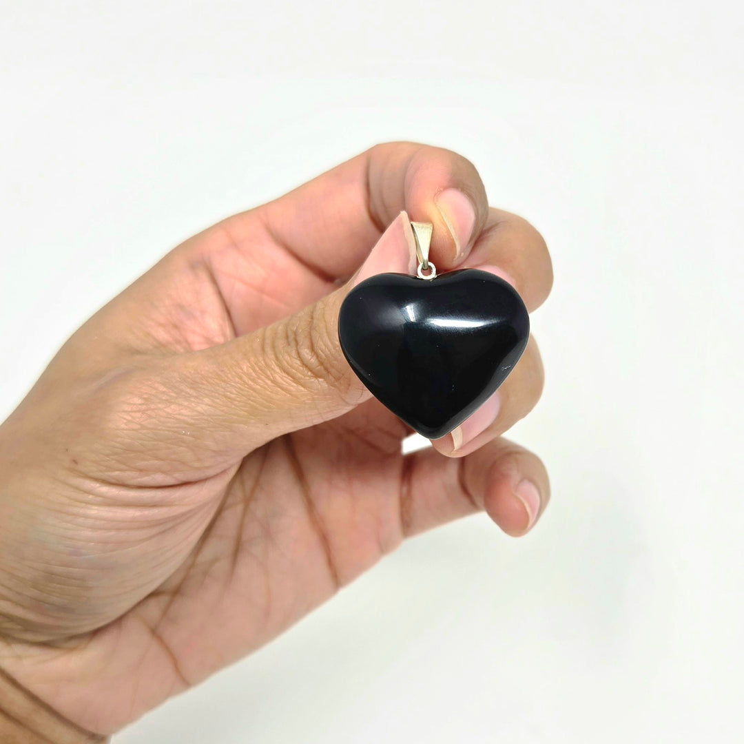 Black Onsidian Pendant Heart Brazil : 35mm