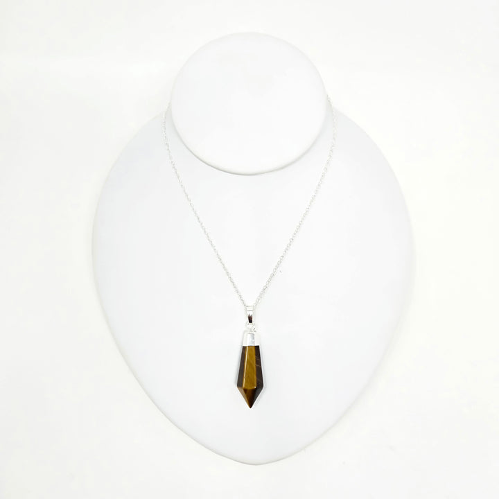 Tiger Eye Pendant Diamond Polished Point: 1.5"