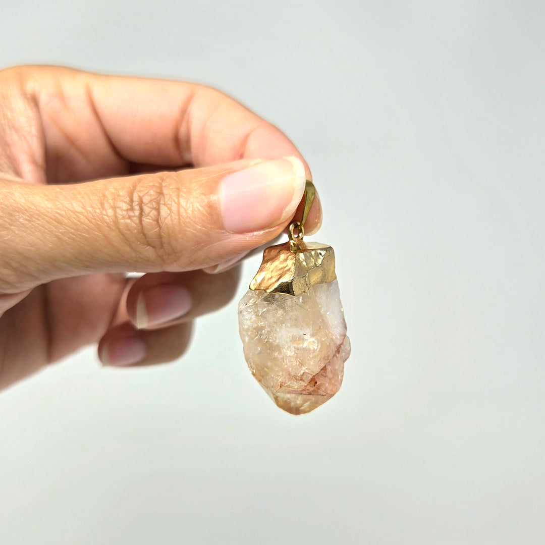 Citrine Jumbo Quartz Point Pendant Gold Plated