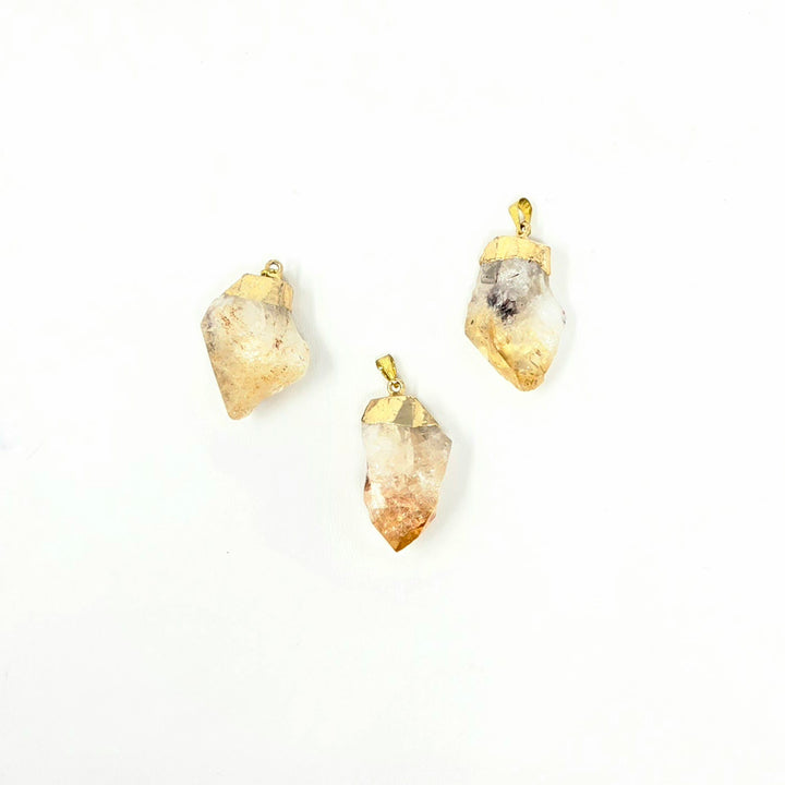 Citrine Jumbo Quartz Point Pendant Gold Plated