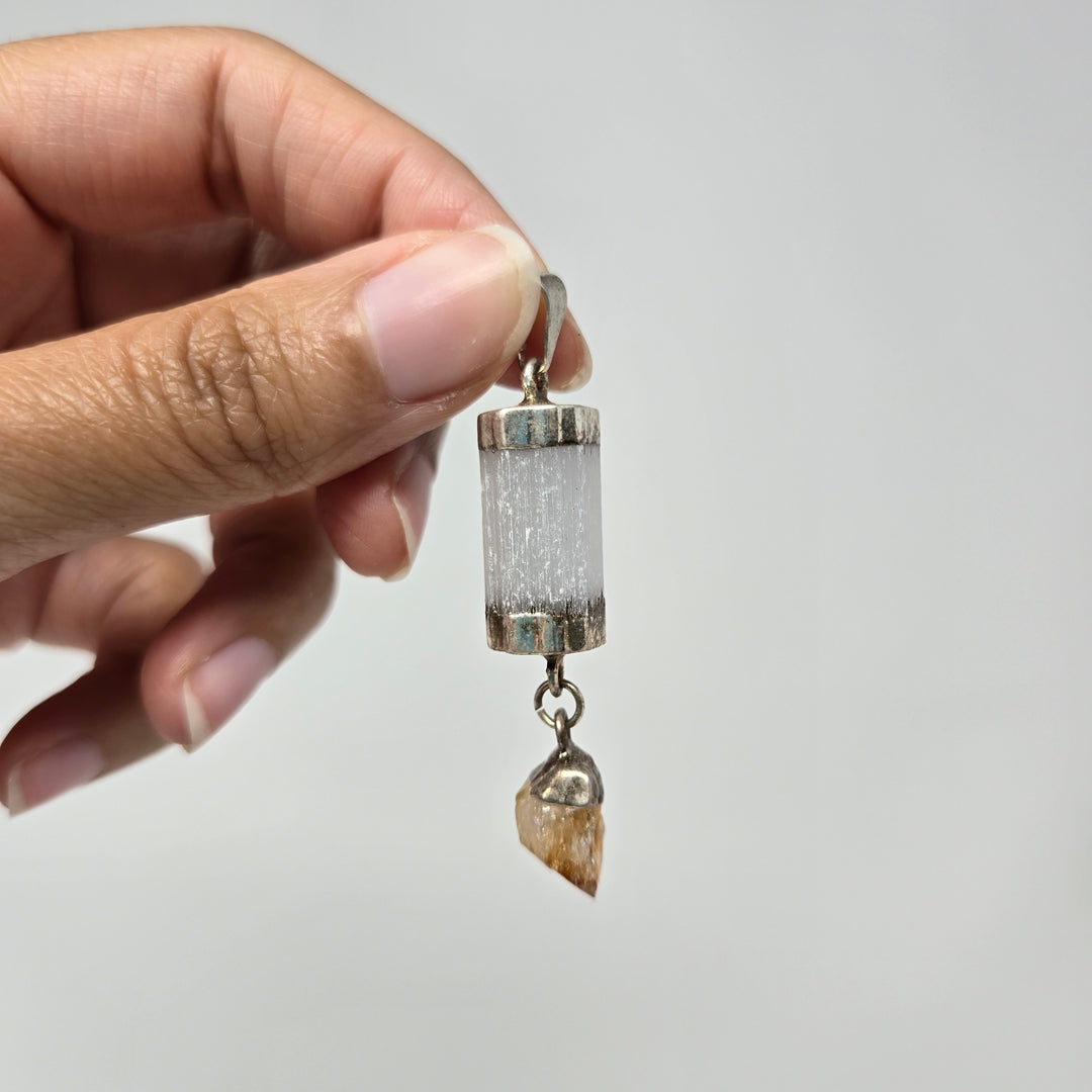 Selenite balance point Pendant-Citrine