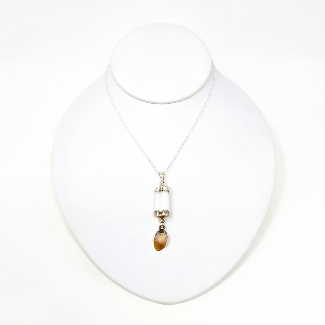 Selenite balance point Pendant-Citrine