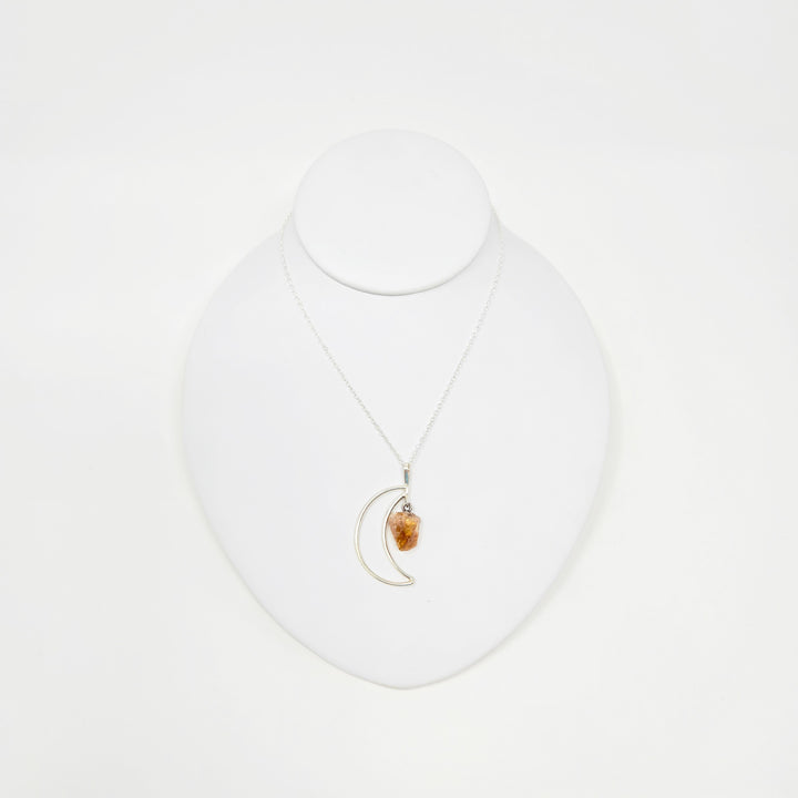 Citrine Moon Dangle Necklace Pendant