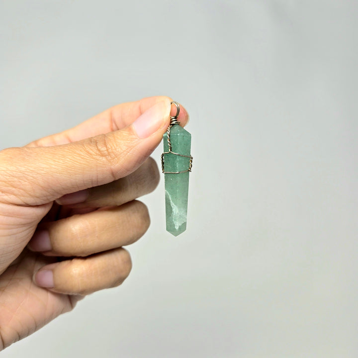 Green Aventurine Wire Wrapped Pendant : 1.25 - 1.75"