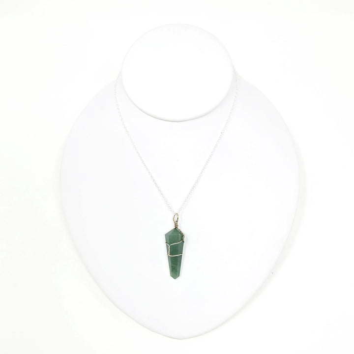 Green Aventurine Wire Wrapped Pendant : 1.25 - 1.75"