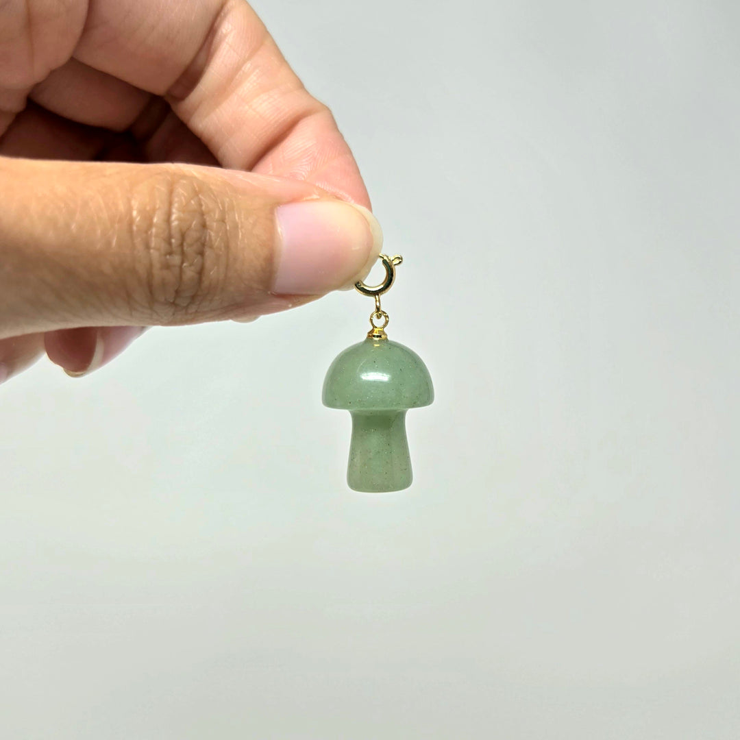 Green Aventurine Mushroom Pendant 3/4"