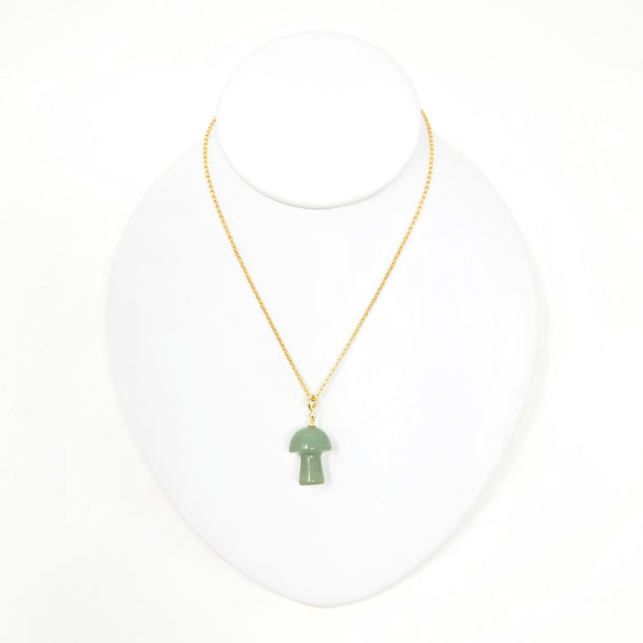 Green Aventurine Mushroom Pendant 3/4"