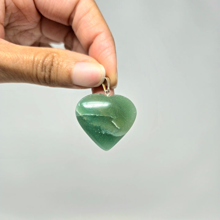 Green Aventurine Pendant Heart Brazil : 35mm