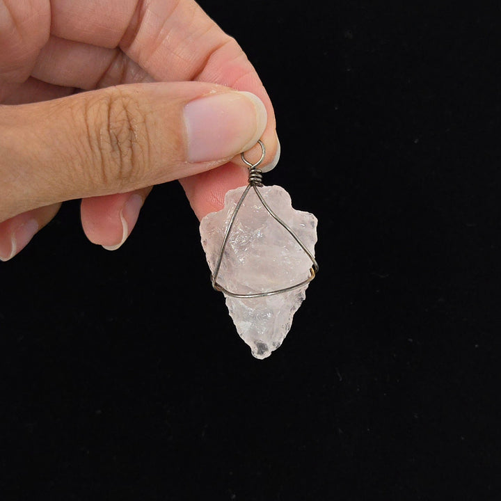 Rose Quartz Arrowhead Rough Pendant