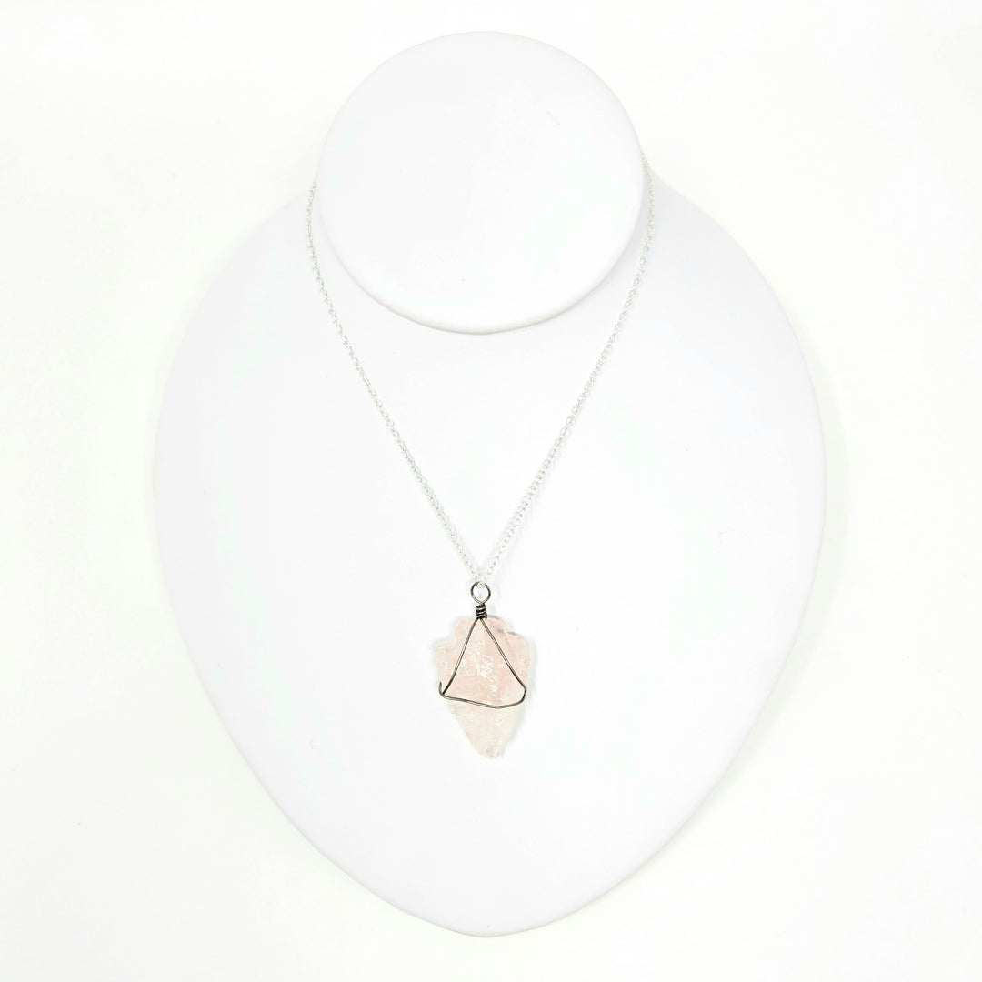 Rose Quartz Arrowhead Rough Pendant