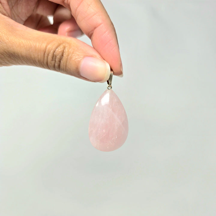 Rose Quartz Drop Pendant : 1"