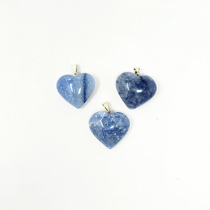 Blue Quartz Pendant Heart Brazil : 25mm