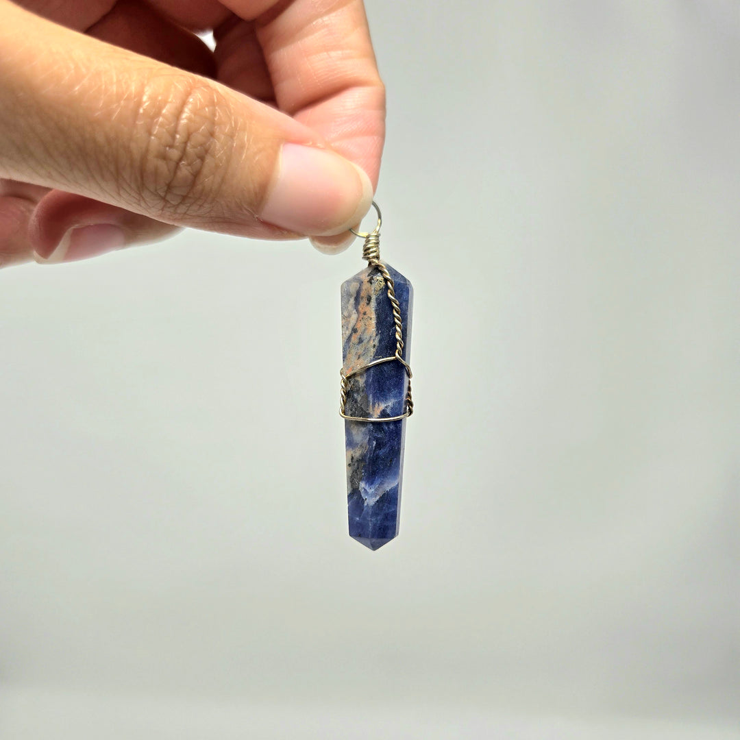 Sodalite Wire Wrapped Pendant : 1.75"