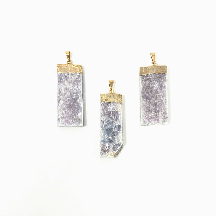 Lepidolite Slab Necklace with Gold Finish