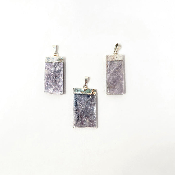 Lepidolite Slab Necklace with Gold Finish