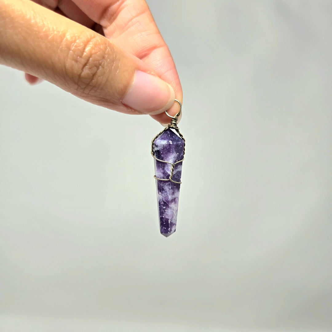 Lepidolite Wire Wrapped Pendant : 1.25 - 1.75"