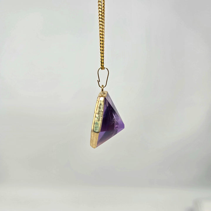 Amethyst Hexagonal Pendant : Gold