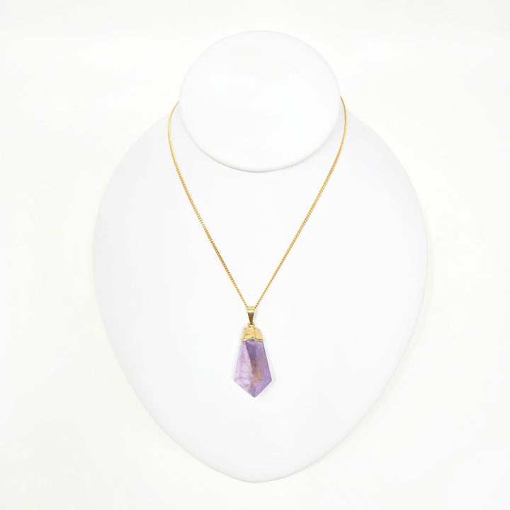 Amethyst Diamond Cut Pendant Gold or Silver