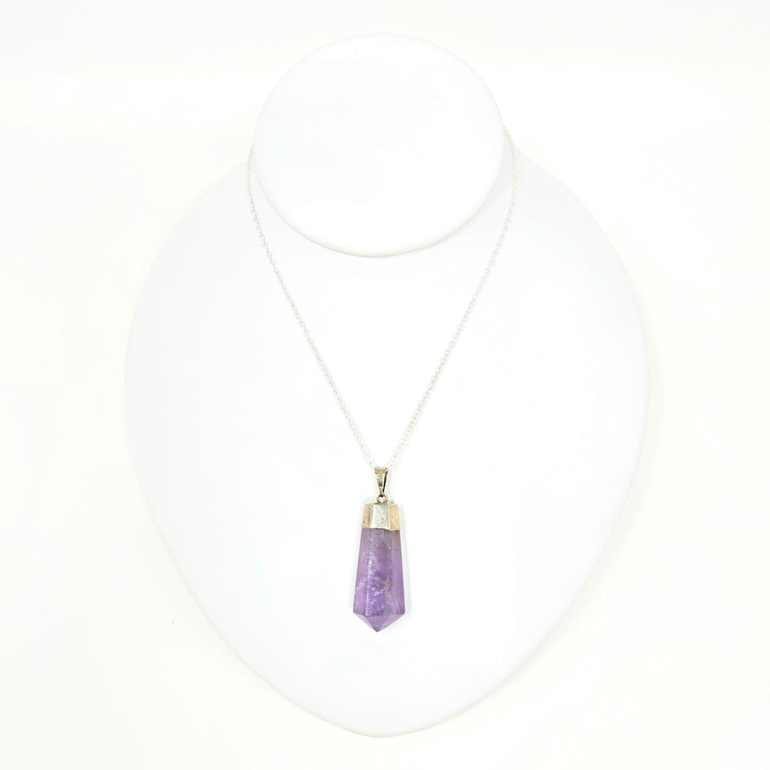 Amethyst Diamond Cut Pendant Gold or Silver