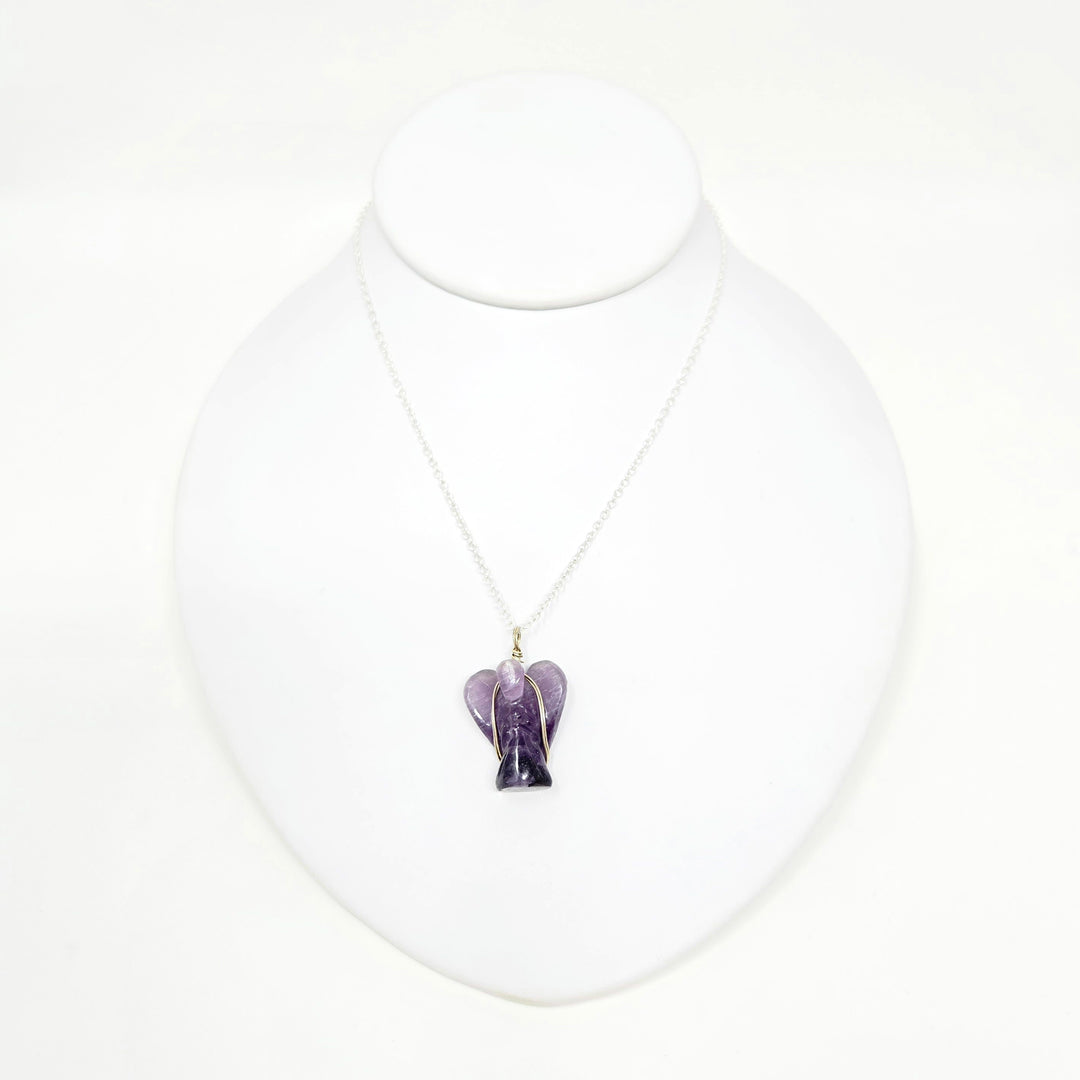 Amethyst Angel Wire Wrapped Pendant : 1.25