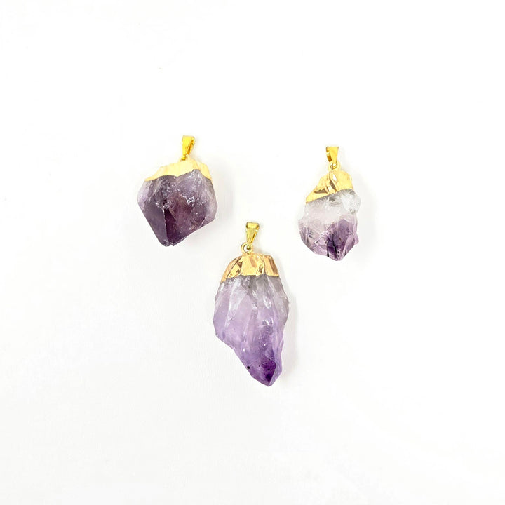 Amethyst Rough Plateted Necklace : Gold